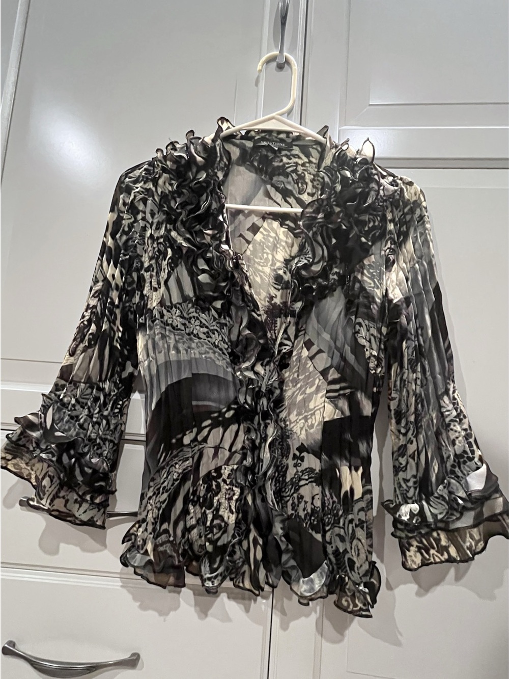 Y2K Notations Sheer Button Blouse